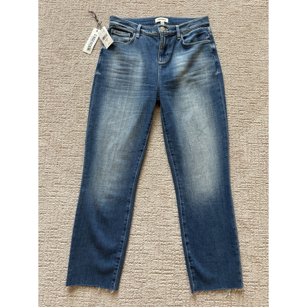 $265 L'Agence Women's Sada Castro Slim Cropped Leg Jeans Pants Raw Hem Sz 26 NWT